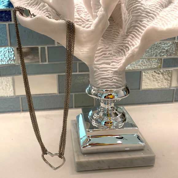 Heart Necklace, Sterling Silver, Multi-Strand - Picture 2 of 7